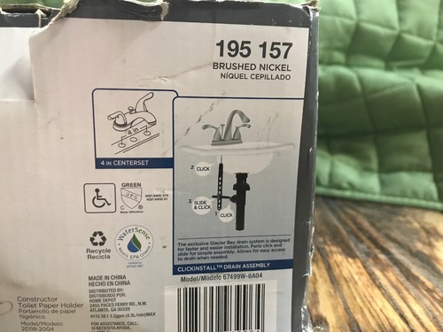 Glacier Bay Constructor Bathroom Faucet in Brushed nickel 195 157