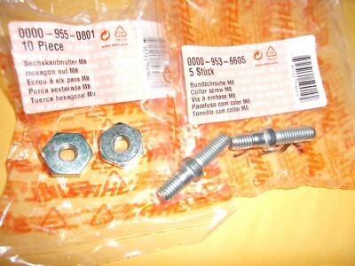 2 Pack Stihl OEM Collar Bar Stud & Nut 8m 034 028 026 044 0000-953-6605 #GL-N6E3