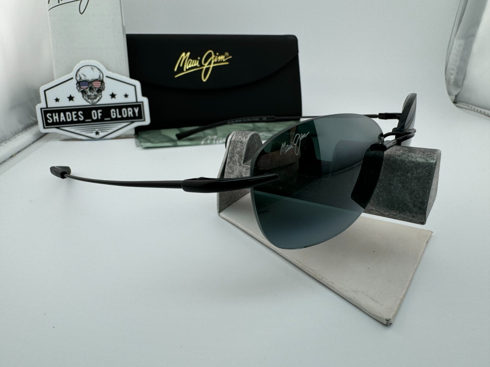 Pre-owned Maui Jim Aki Aki Mj 333-02 Black Neutral Grey Polarized Rimless Sunglasses