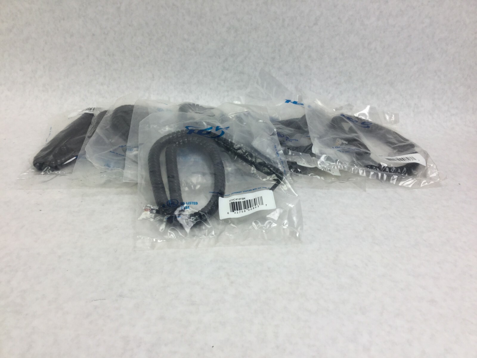 ICC  Coiled Telephone Handset Cord 12'  Black  ICHC412FBK   Lot of 9