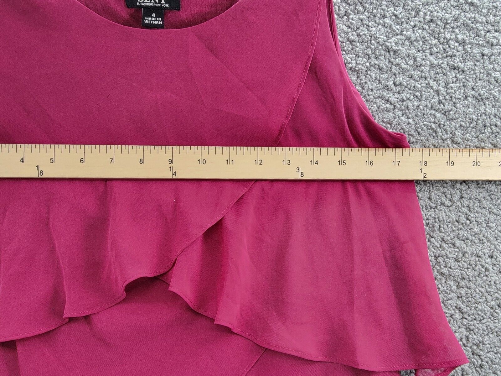 SL Fashions Tiered Chiffon Dress Women's 4 Wineberry Ruffled Scoop Neck Pullover - Picture 5 of 15