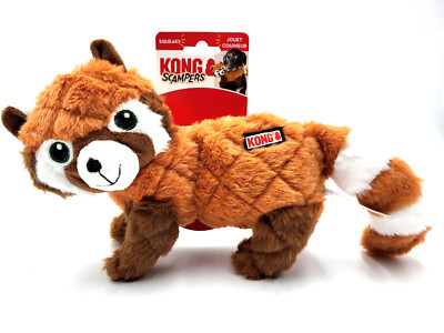 KONG Scampers Red Panda Medium Plush Low Tone Squeaker Dog Toy 11x8''