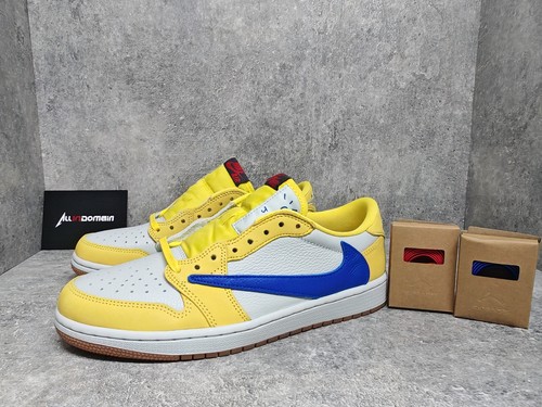 Pre-owned Jordan Level Ss/new - Travis Scott X Air  1 Low Og Canary Women's Dz4137-700 In Yellow