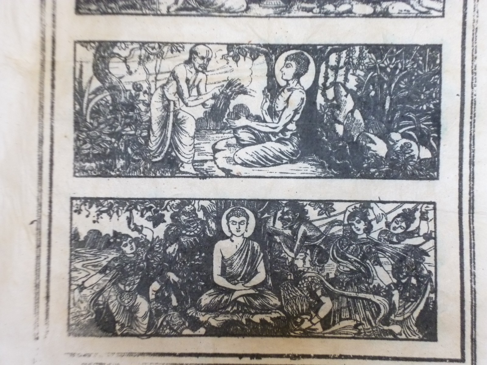 ANTIQUE INK PRINT OF BUDDHA'S LIFE, FROM INDIA, VERY  RARE, VERY GOOD CONDITION