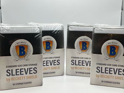 Beckett Shield Standard Size Semi-Rigid Sleeves 4 Packs of 50, 200 Total