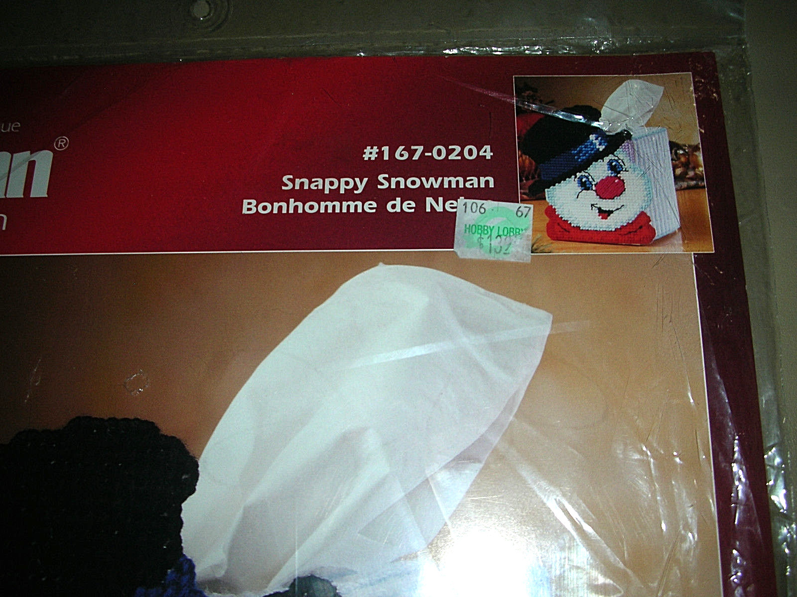 Janlynn SNAPPY SNOWMAN Christmas Plastic Canvas Kit ~ Tissue Cover
