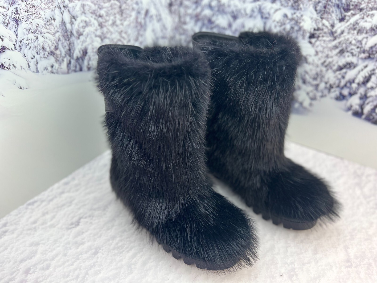 Pre-owned Litvin Black Beaver Fur Boots For Men, Viking Boots,mens Snow Winter Boots,big Sizes