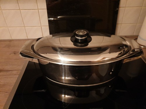 AMC Topf mit Deckel + Warmhalteplatte + Dampfplatte Bratentopf