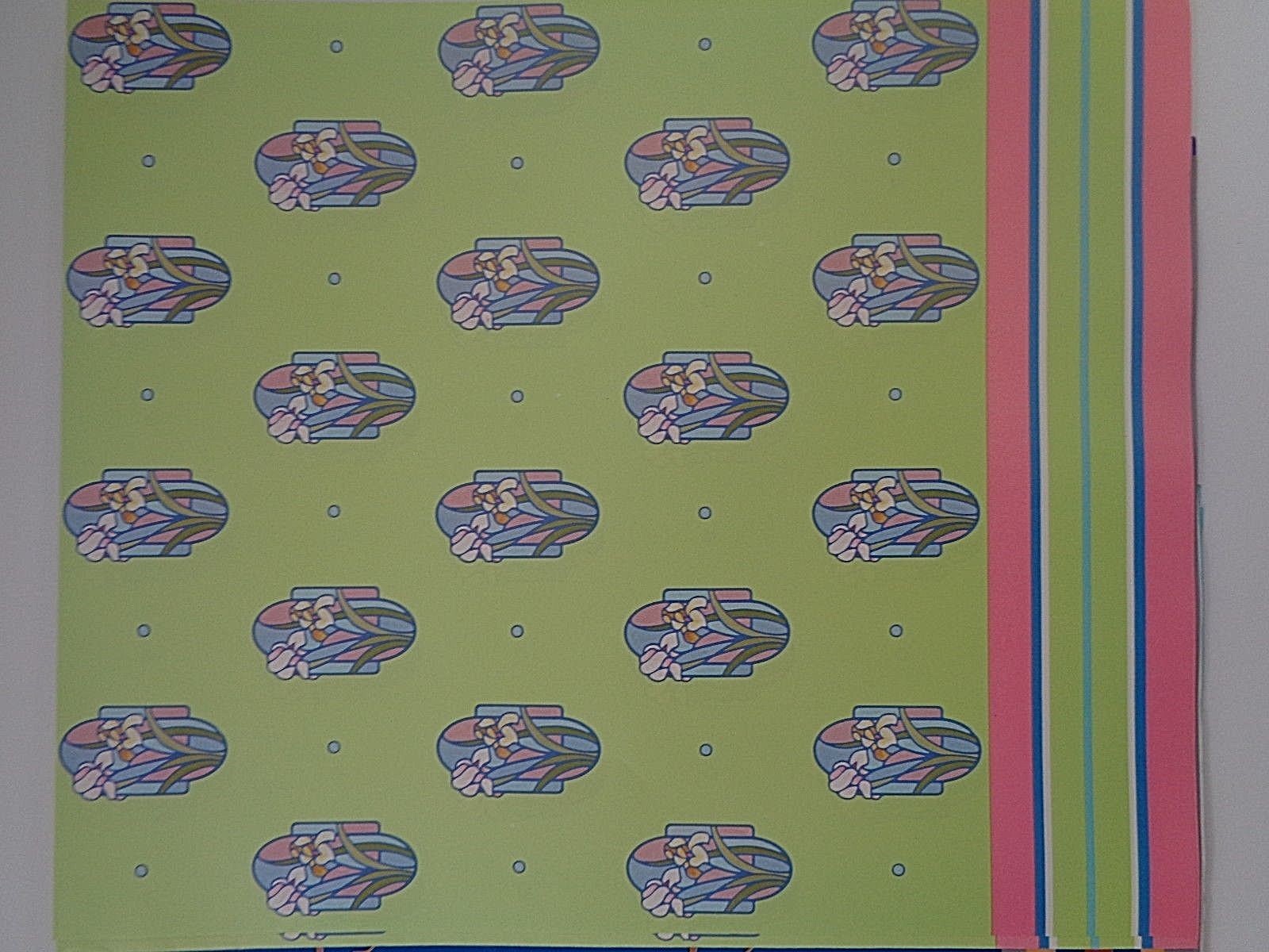 Vintage Current Gift Wrap Sheets Father's Day Hearts and Floral with Cards