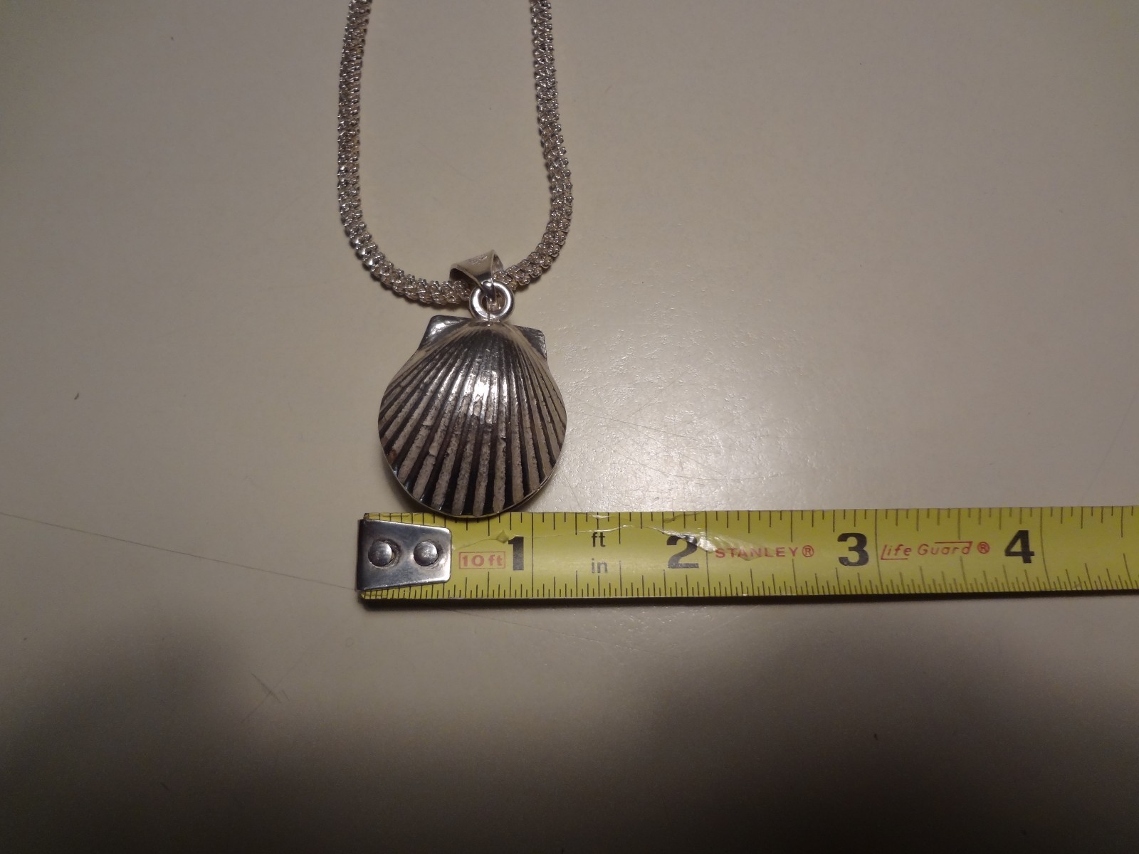 #141 VINTAGE STERLING SILVER MEXICO SHELL RATTLE PENDANT-STERLING  925 NECKLACE