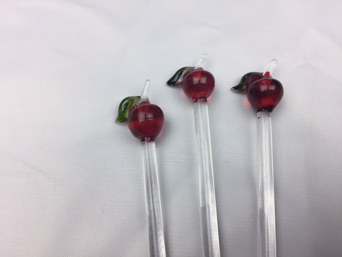 Lot Of 3 Apple Swizzle Sticks 7 Inches To 7.25 Inches