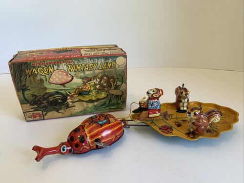 TPS TIN LITHO WINDUP FANTASY LAND & BOX BEETLE MONKEY TPS TIN LITHO WINDUP FANTASY LAND & BOX BEETLE MONKEY