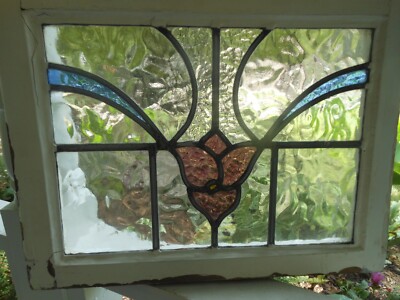 1900 1940 Vintage English Stained Leaded Glass Window Vatican
