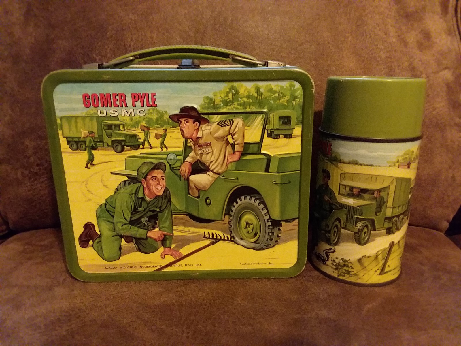 VINTAGE 1966 GOMER PYLE USMC METAL LUNCHBOX & THERMOS