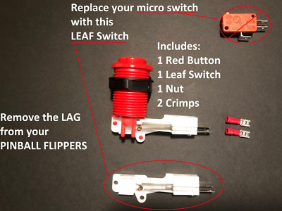 NEW LEAF SWITCH & RED BUTTON Replacement Pinball Virtual Visual not vintage