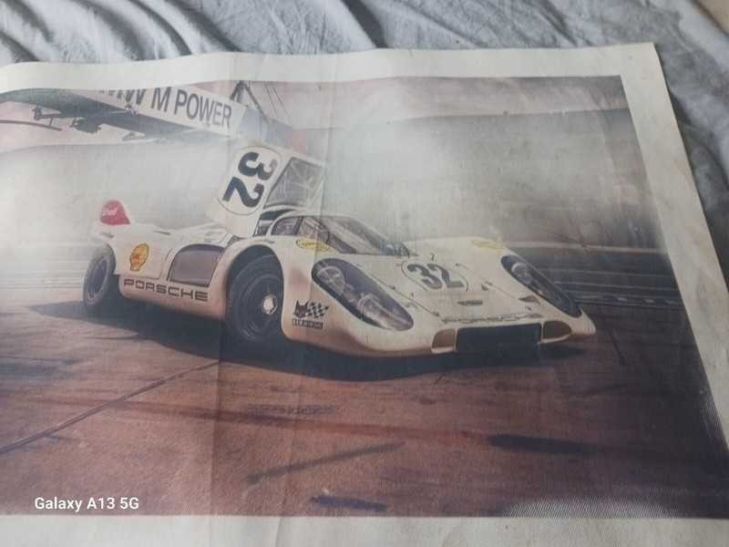 Rare Affiche En Toile Ancienne Des 24h00 Du Mans Porsche 917 Mythique