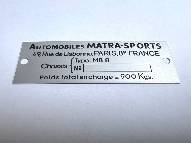 Plaque Constructeur Matra Mb8