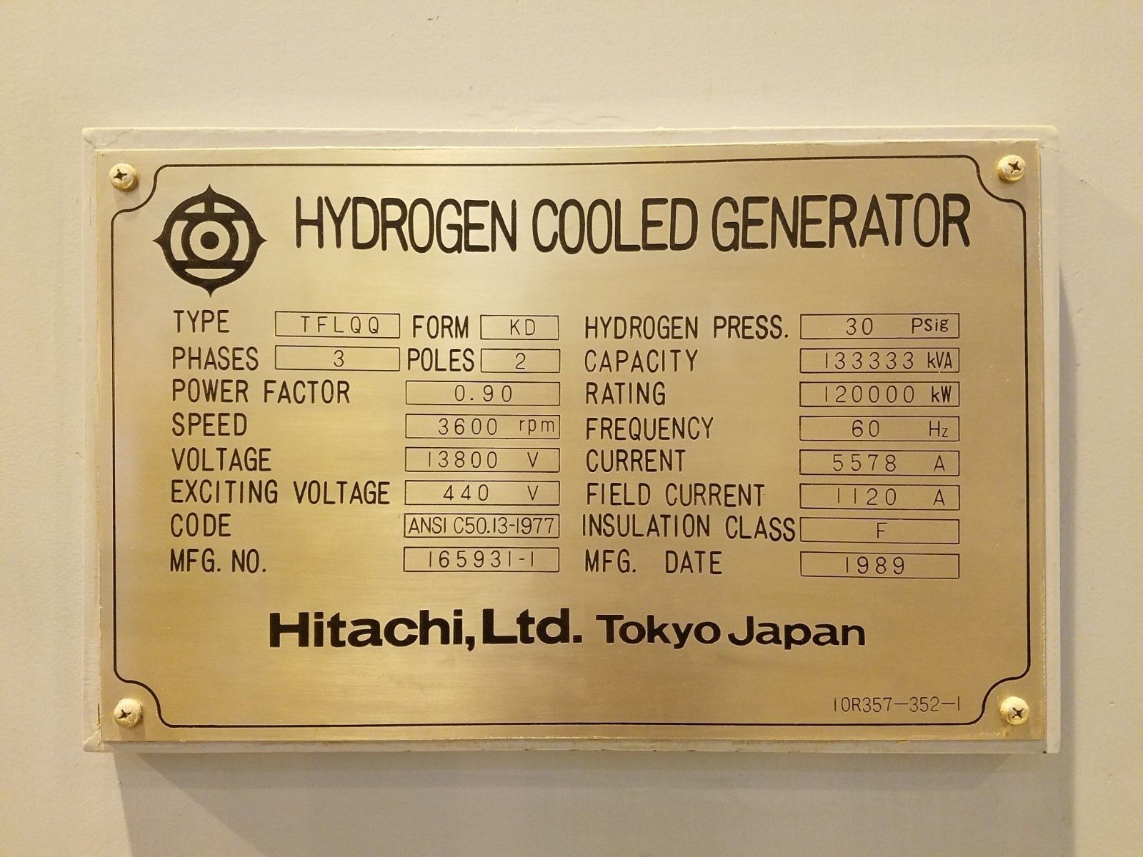 Hitachi 100 MW Steam Turbine Generator HC-26. 3600 rpm; 14 stage.  Rebuilt 2010