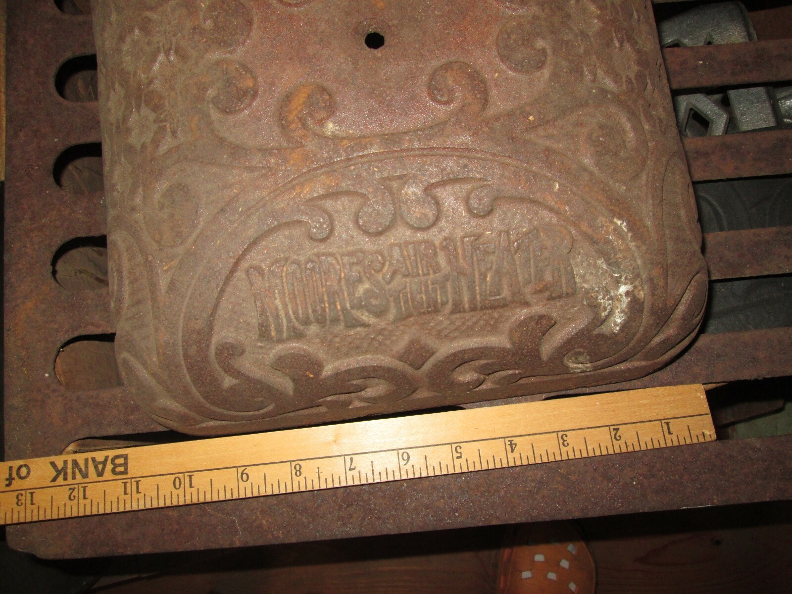 Antique Vintage Moore's Air Tight Heater Cast Iron Heating Stove Swing Top