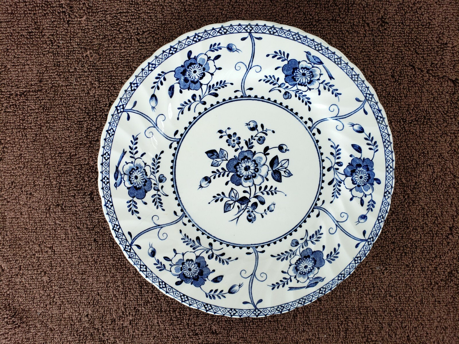 3 Vtg Johnson Brothers England INDIES Ironstone Salad Plates Blue and White