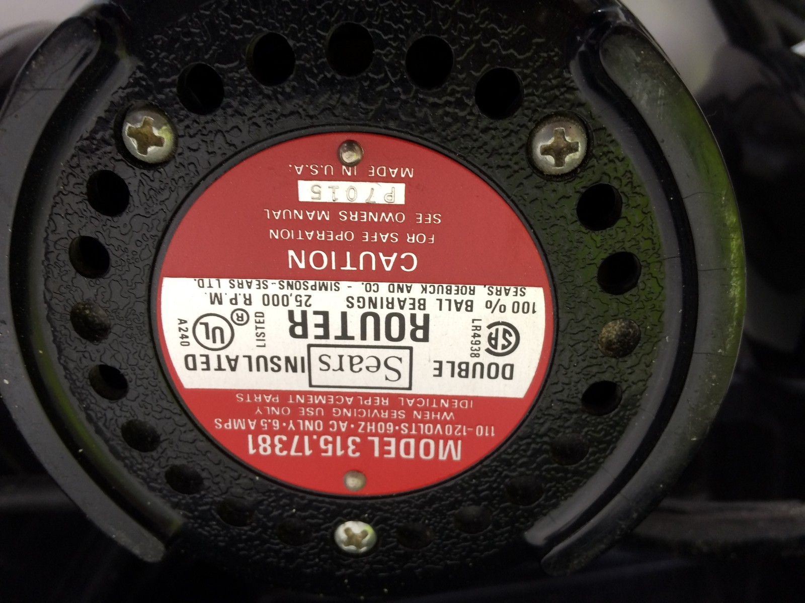 Sears Craftsman HD Router 315-17381 w/ Micrometer Depth Adjust, Case & Manual