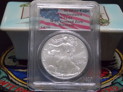 2001 1 of 150 Gold, Silver Eagle Set PCGS WTC World Trade Center 911