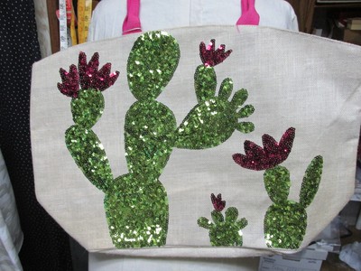 ''''CACTUS SEQUIN DESIGN - LARGE TOTE, TRAVEL, BEACH BAG'''' - NWT - MUD PIE