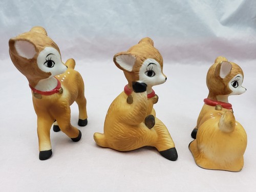 Set 3 Vintage Porcelain Deer ~ Fawns Homco Porcelain Christmas Figurines #5606