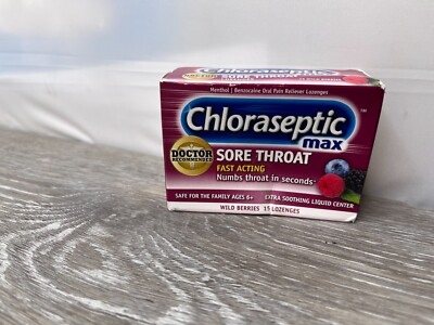 Chloraseptic Max Sore Throat 15 Lozenges Wild Berries Exp 7/25 NEW OTHER