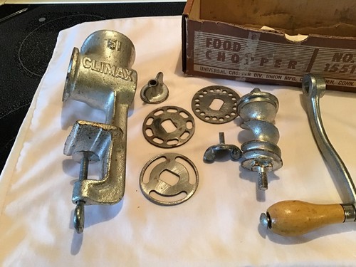 Vintage Climax Universal  Food Chopper 1551 In Box Cast Aluminum