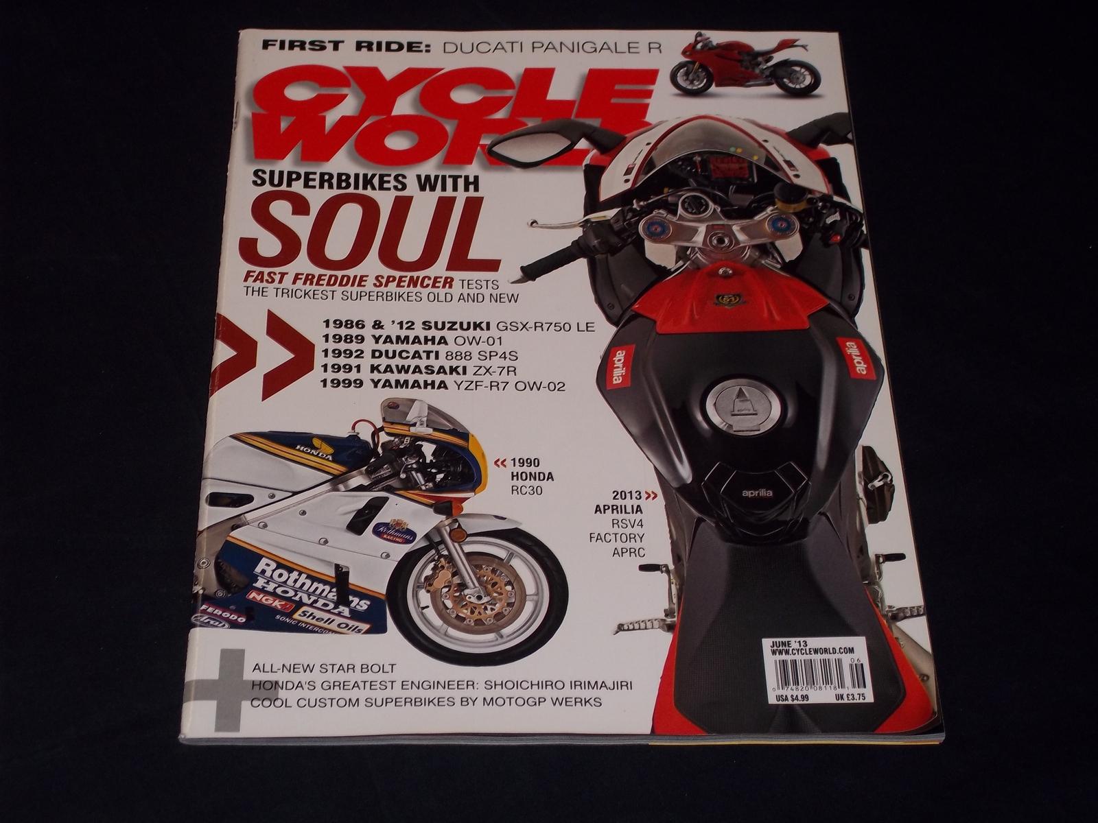 2013 JUNE CYCLE WORLD MAGAZINE - SUPERBIKES WITH SOUL FRONT COVER