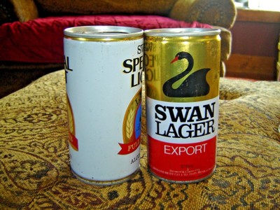 Vintage Lot of 2 Different Swan Lager Boat & Special Light  Steel Beer Cans