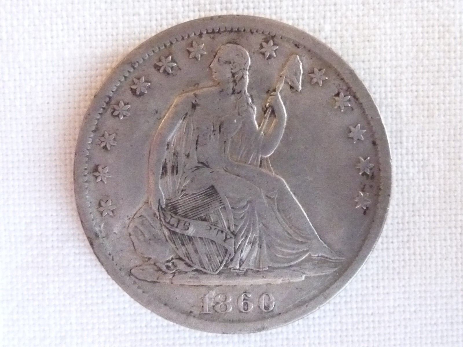 コレクション 1860 Seated Liberty Half Dollar 1860-S LIBERTY SEATED SILVER HALF DOLLAR LARGE S WB-1 SCARCE