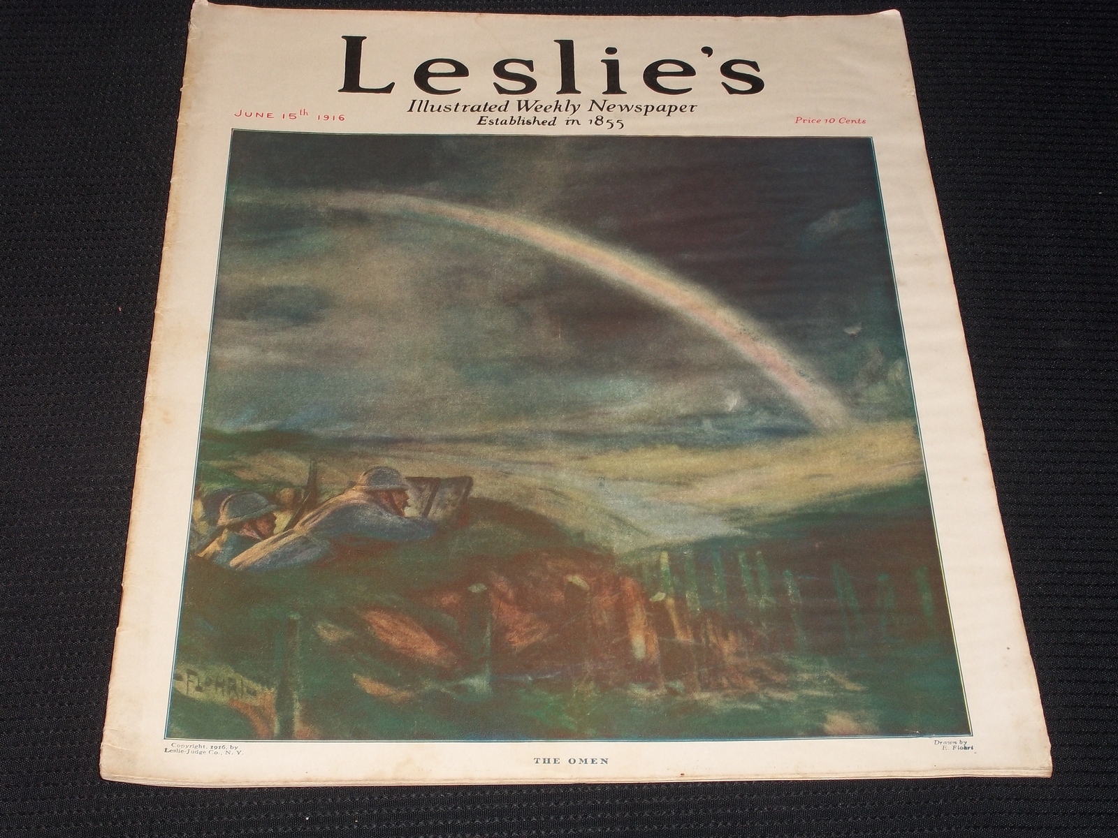 1916 JUNE 15 LESLIE'S ILLUSTRATED MAGAZINE - THE OMEN COVER