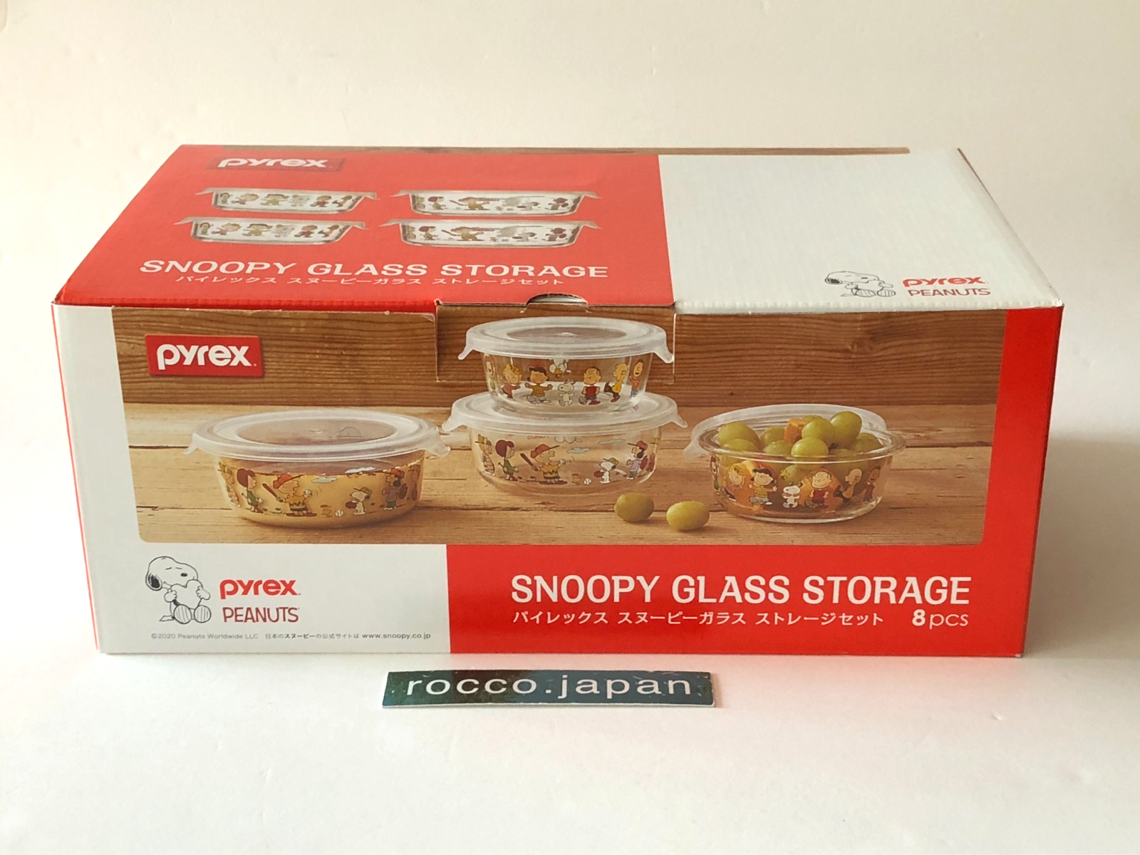 Pyrex Snoopy Glass Storage 4個セット Pyrex Peanuts Snoopy Glass Storage Set 4pcs 380ml 630ml Heat