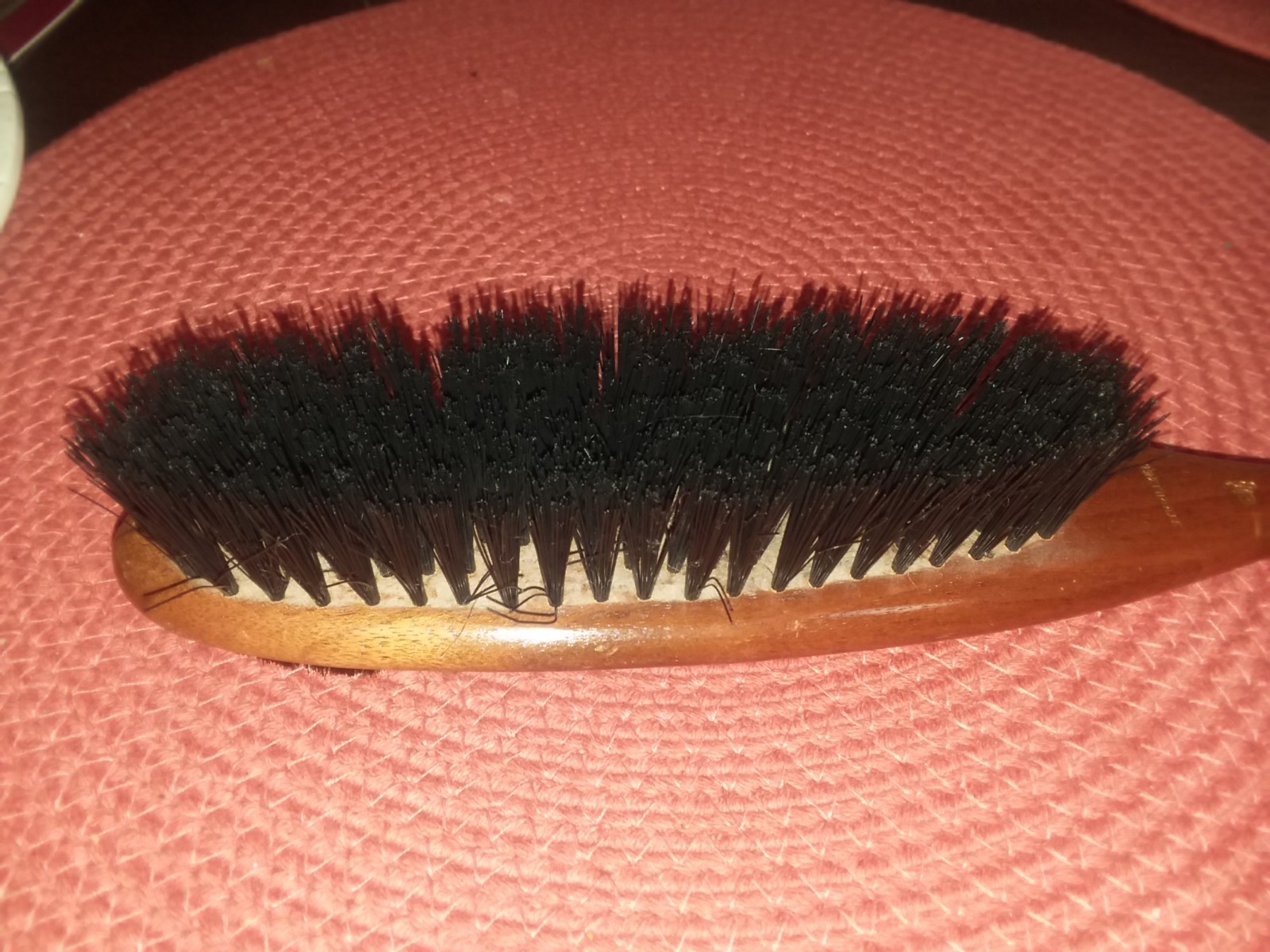 VTG Long Handled Walnut Wood Garment Clothes Bristle Lint Shoe Horn Brush USA