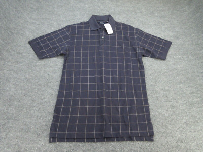Arrow Polo Shirt Mens Small Blue Cotton Short Sleeve Window Pane Adult S NEW Tag