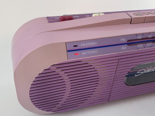 Pink Boombox GE Sidestep 1980's Vintage Radio Cassette Tape Working w Headp