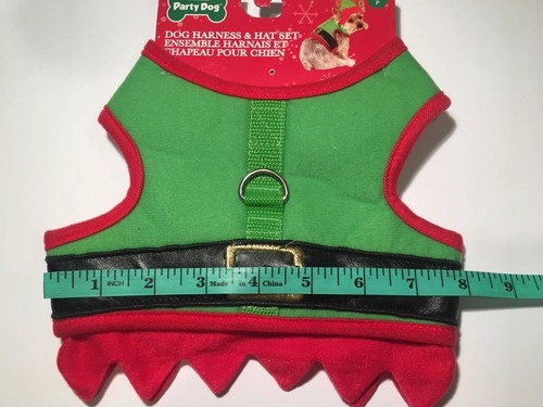 Party Dog A SimplyShe Brand Elf Christmas Harness And Hat Green And Red Small
