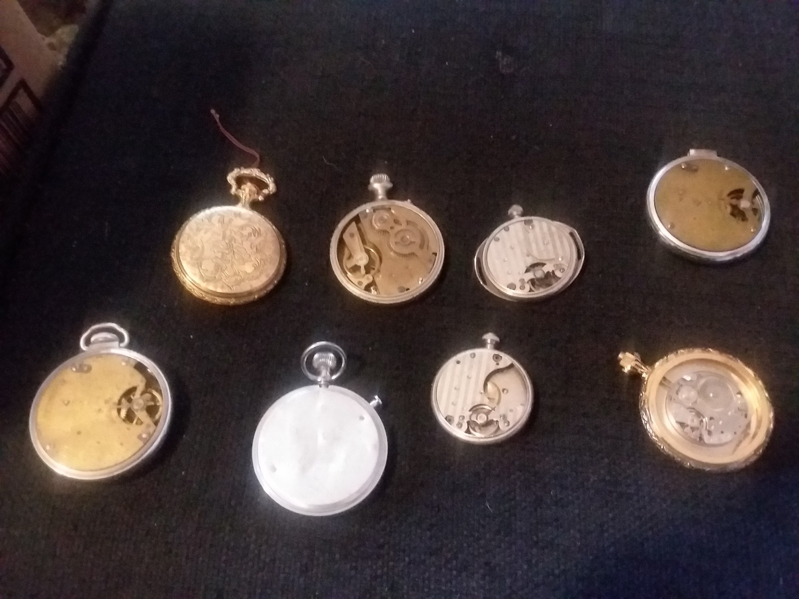 Vintage Pocket Watch Parts Repair Lot 8 Pieces Peter Pan Ingraham Ingersoll