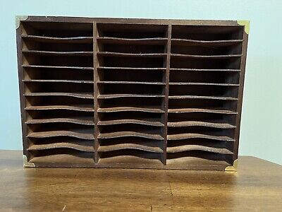 30 Slot Wood Vintage Cassette Tape Holder Storage Shelf Wooden Wall Rack