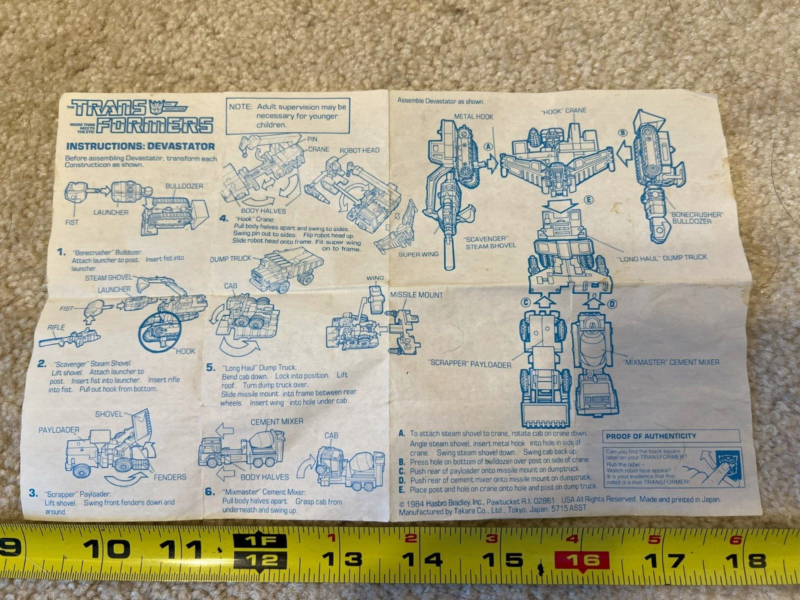 Vintage Transformers, Devastator Constructicon original 1984
