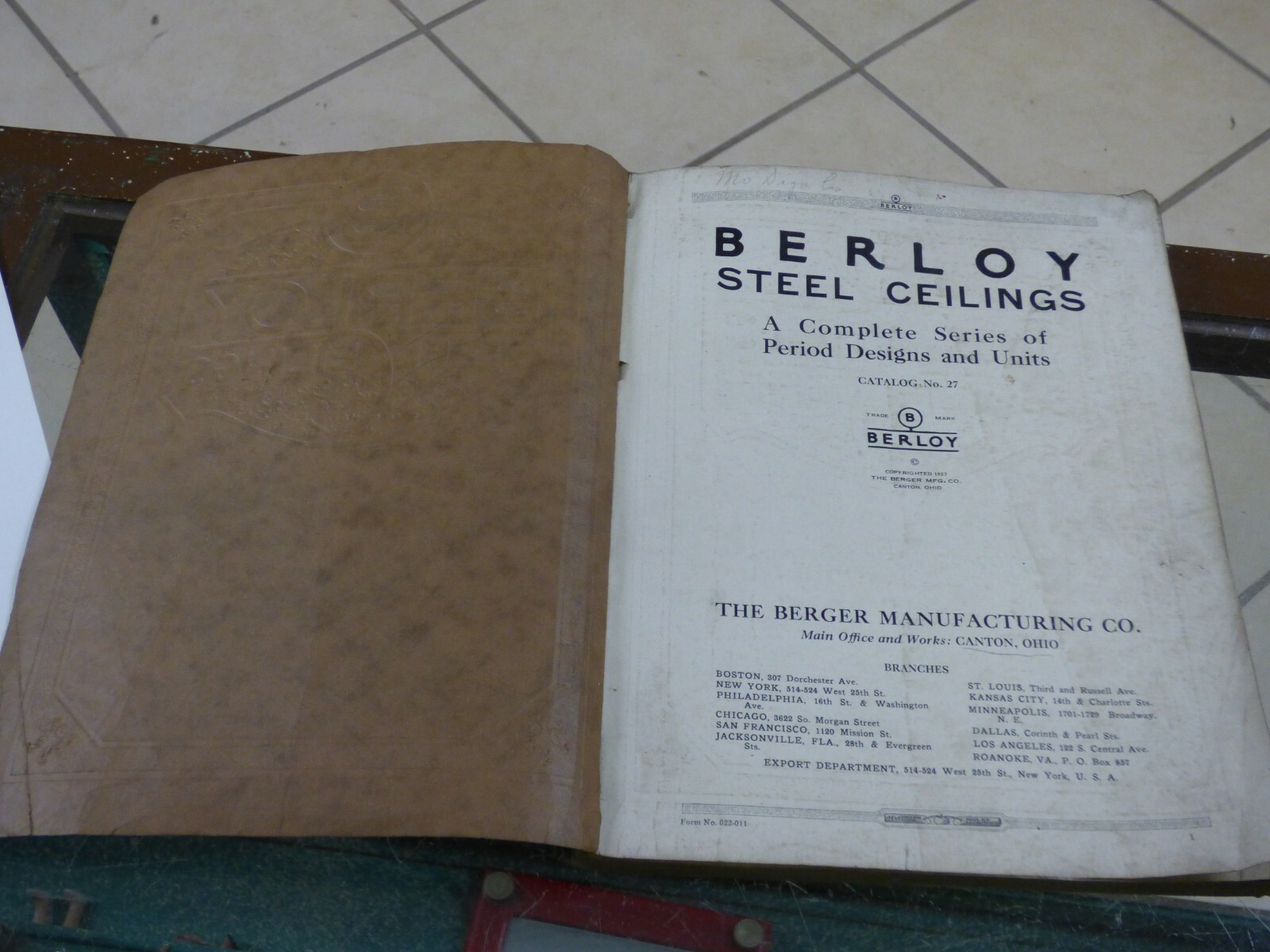 1927 Berloy Steel Ceilings Catalog No. 27 The Metal Ceiling Co. St Louis