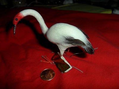 Vintage Spun Cotton Stork 3'' x 1'' White with Black Tail Feathers 