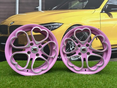 4 x 15 Inch 4x100 Heritage Kokoro Monoc Style Pink Wheels: Fits For Toyota Honda