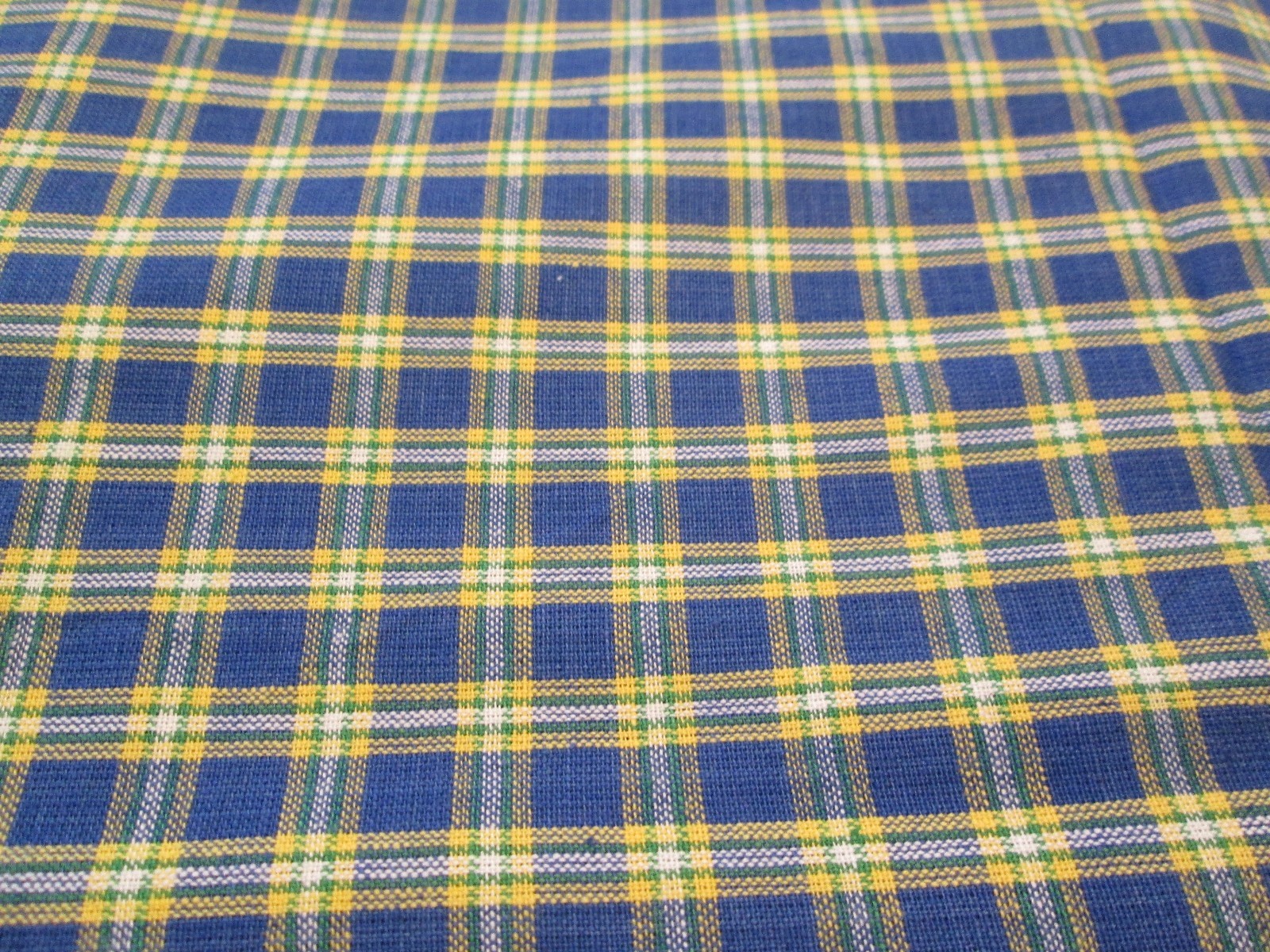 NAVY BLUE YELLOW TINY PLAID FABRIC 44