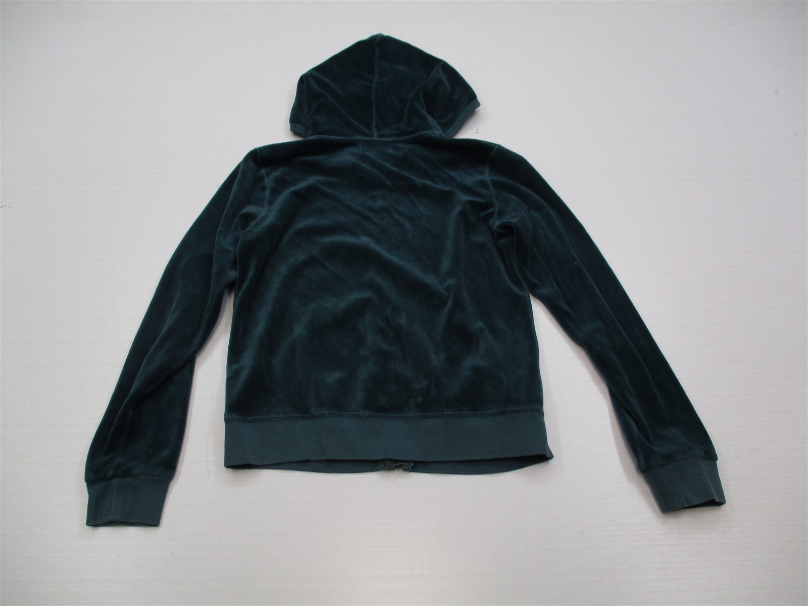JUICY COUTURE K3403 Youth Girl's Size 12 Full Zip Teal Blue Velour Track Hoodie