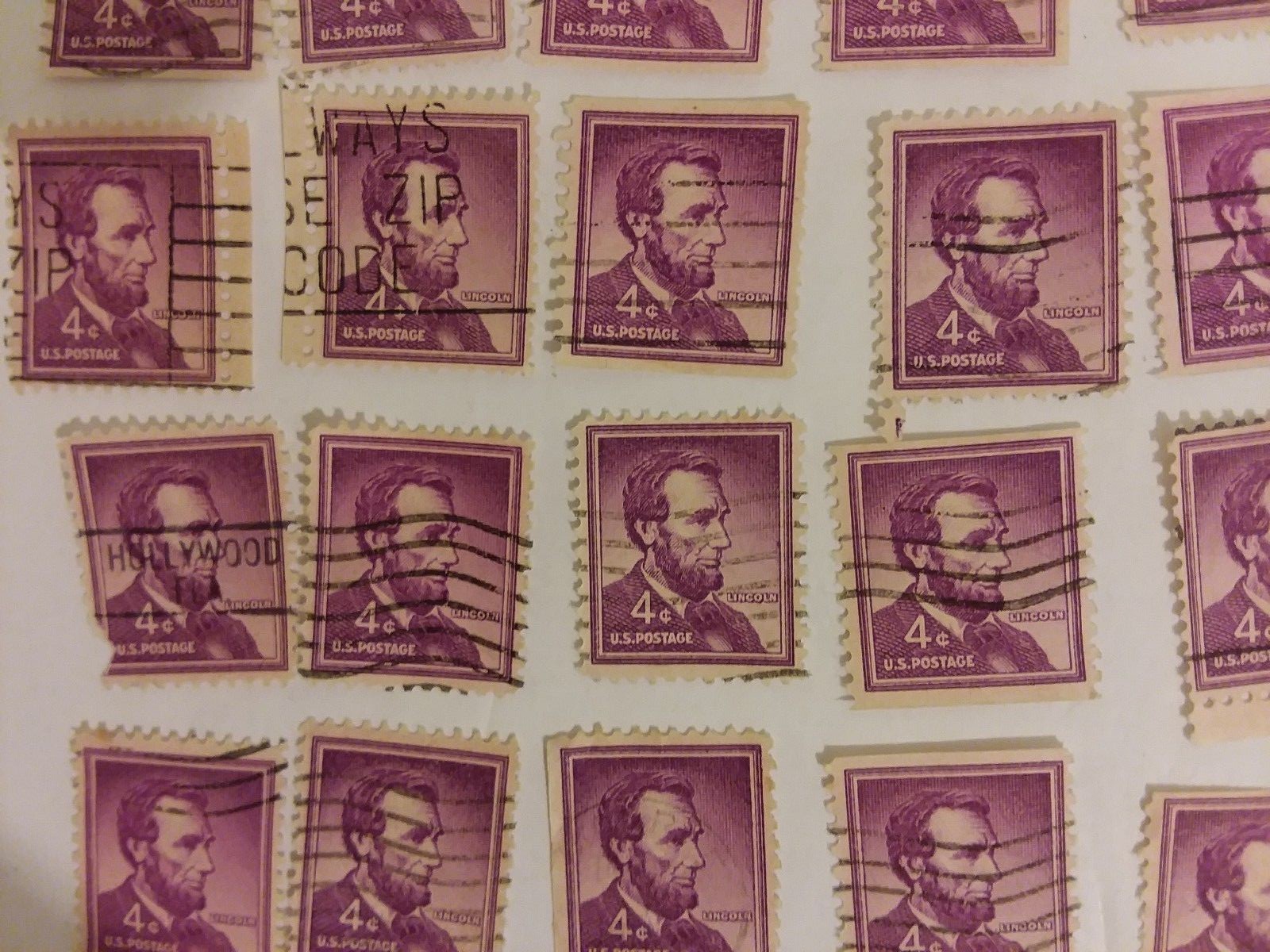 Stamp US 4 Cent Purple Abraham Lincoln Stamp 42 Used Crafts Collage Supplies