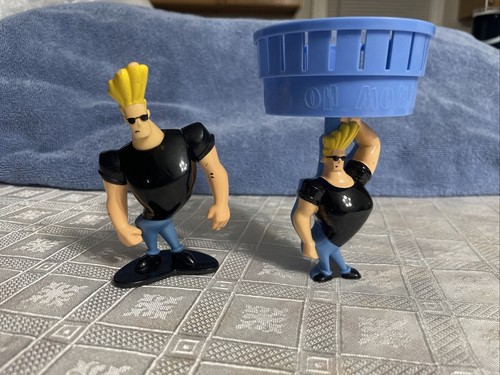 Lot of 2 Subway 2001 Johnny Bravo Spinner & Reg Figure Toy Cartoon Network