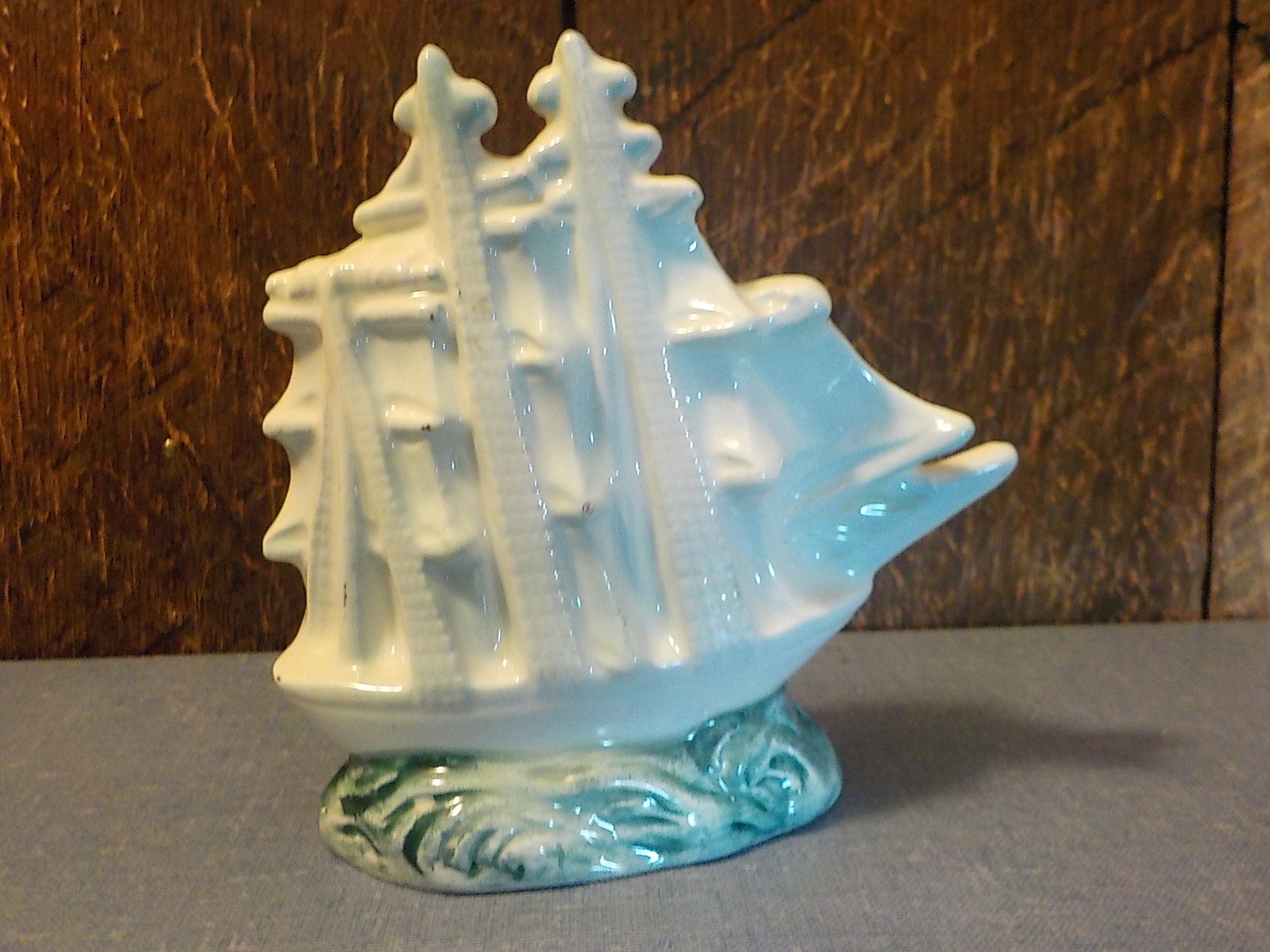 Vintage Ceramic Sailing Ship Statute Figurine Japan green mark
